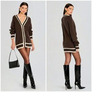 💕RETROFETE💕 SEROYA Aiden Knit Cardigan ~ Ash Brown Large L NWT